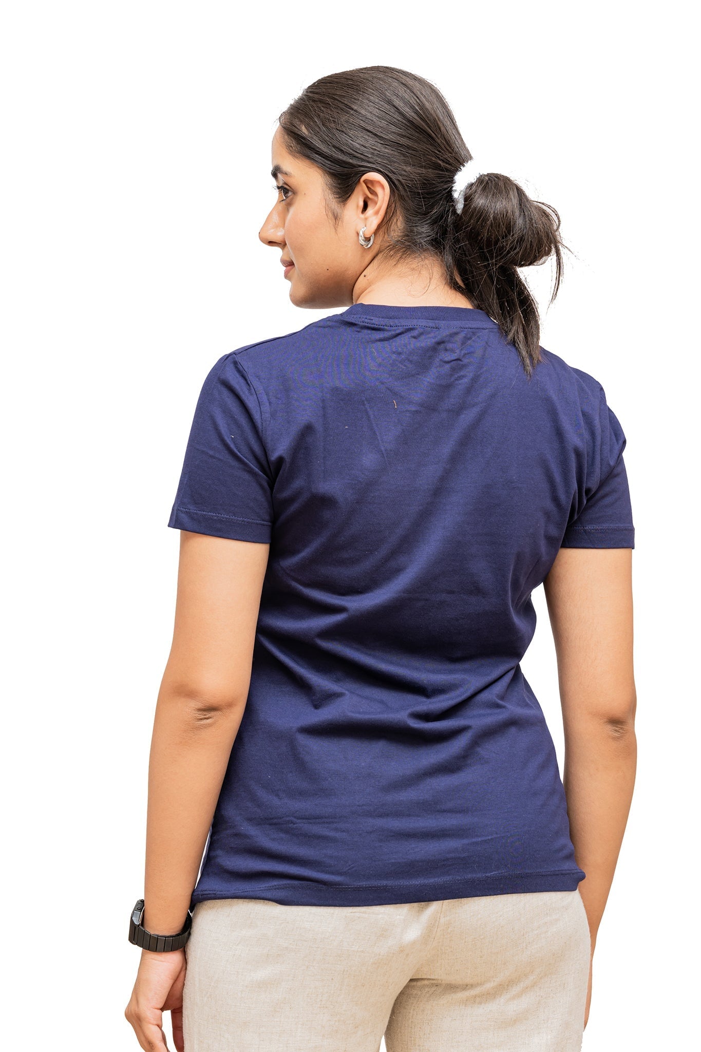 Women's Navy Blue Regal Plain T-shirt No Other Day 