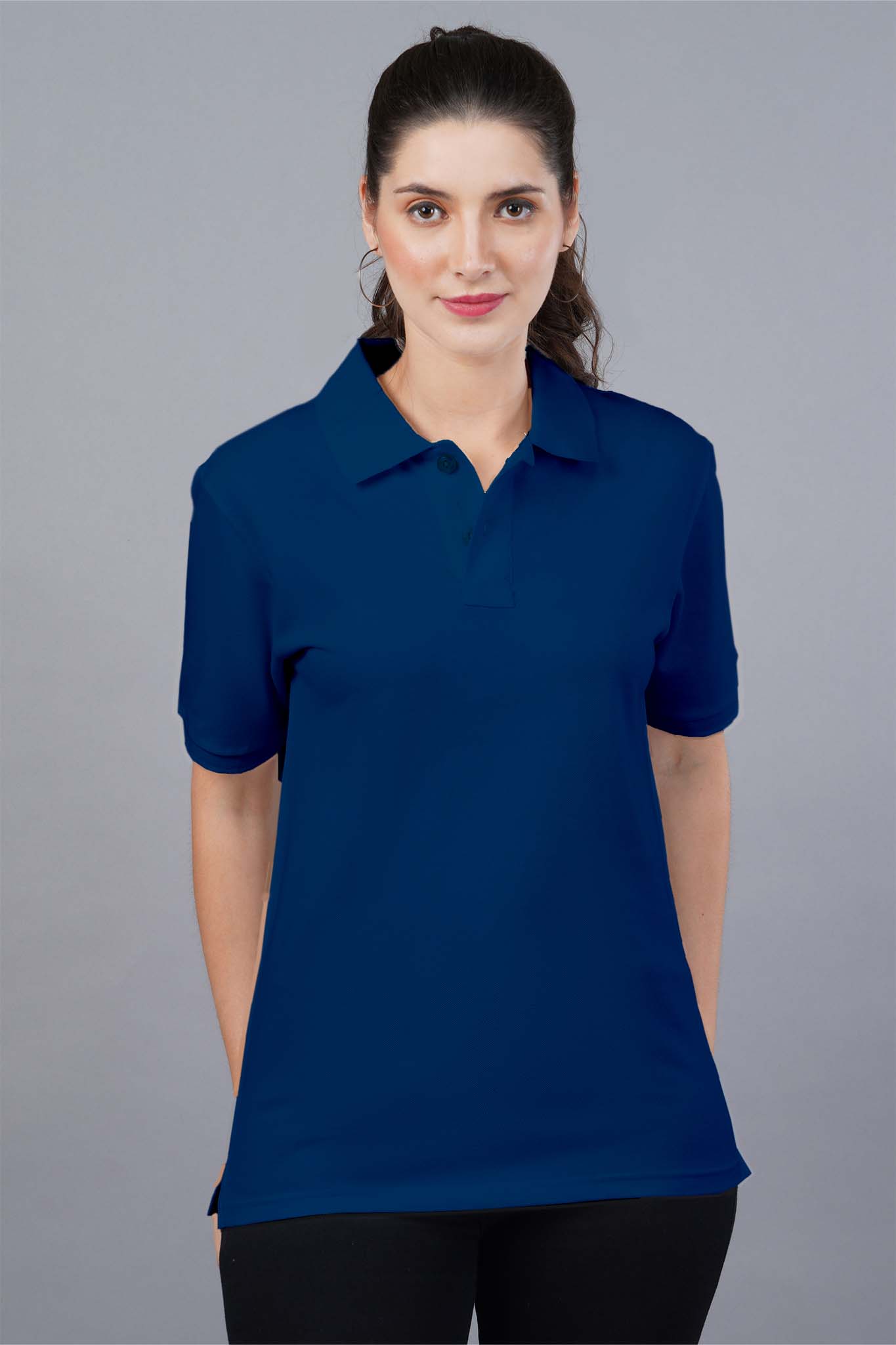 Women's Dark Navy Blue Polo T-shirt 002