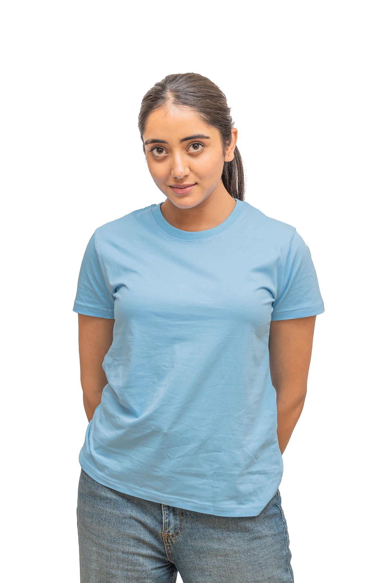 Women's Ocean Blue Plain T-shirt No Other Day 