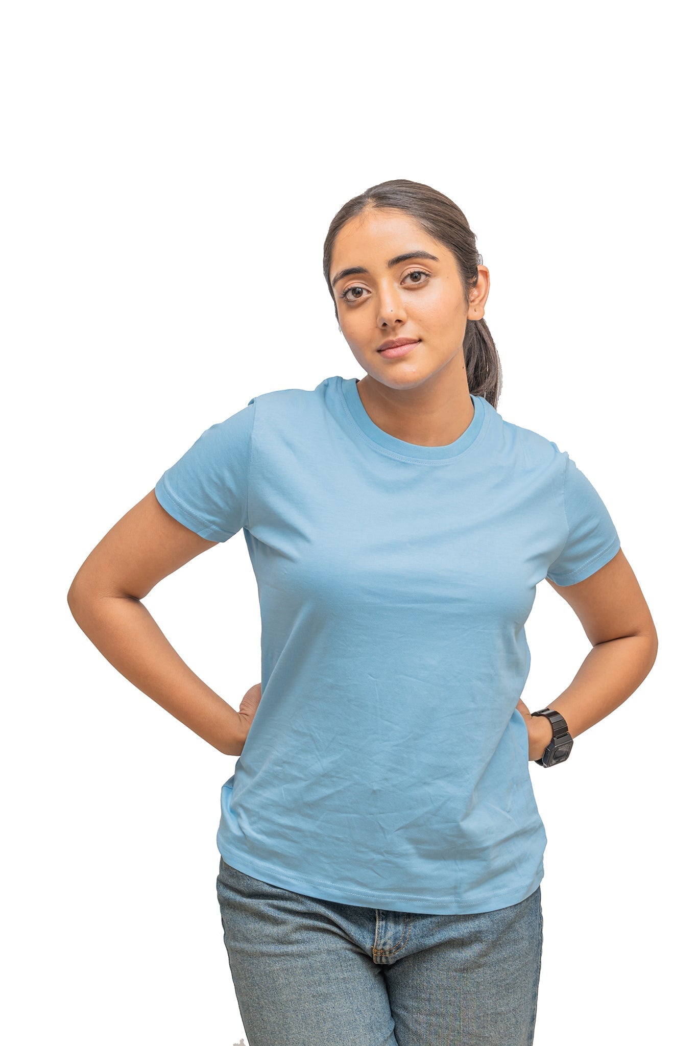 Women's Ocean Blue Plain T-shirt No Other Day 