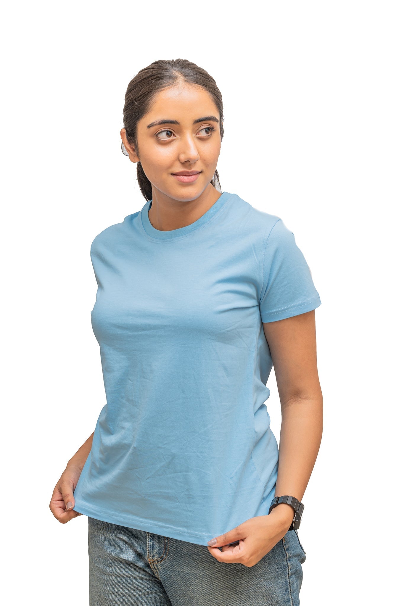 Women's Ocean Blue Plain T-shirt No Other Day 