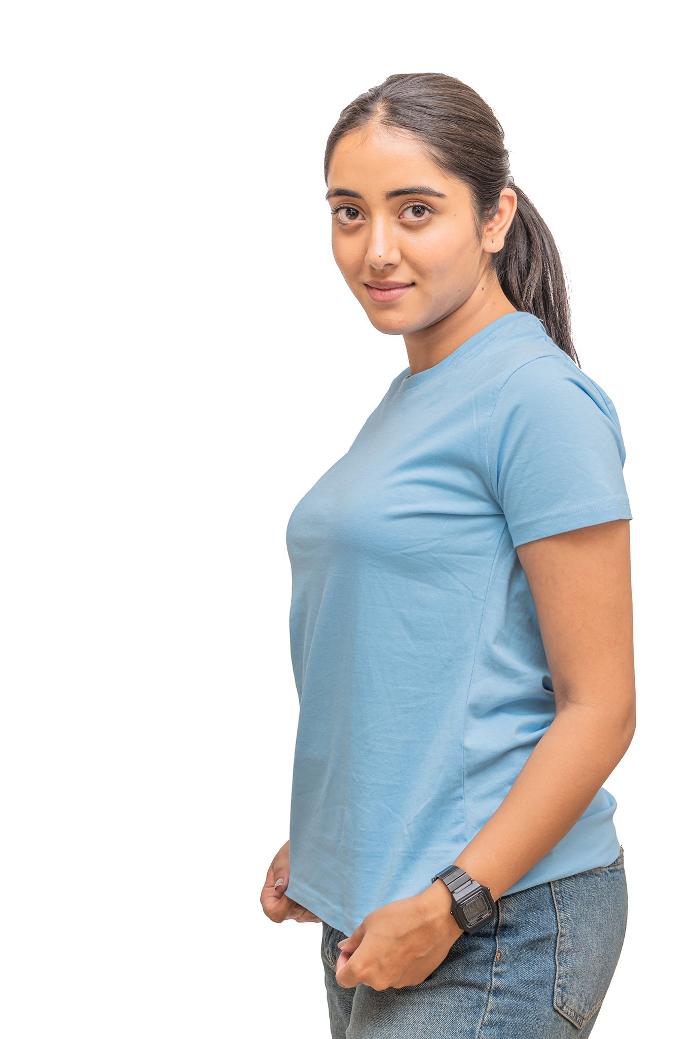 Women's Ocean Blue Plain T-shirt No Other Day 