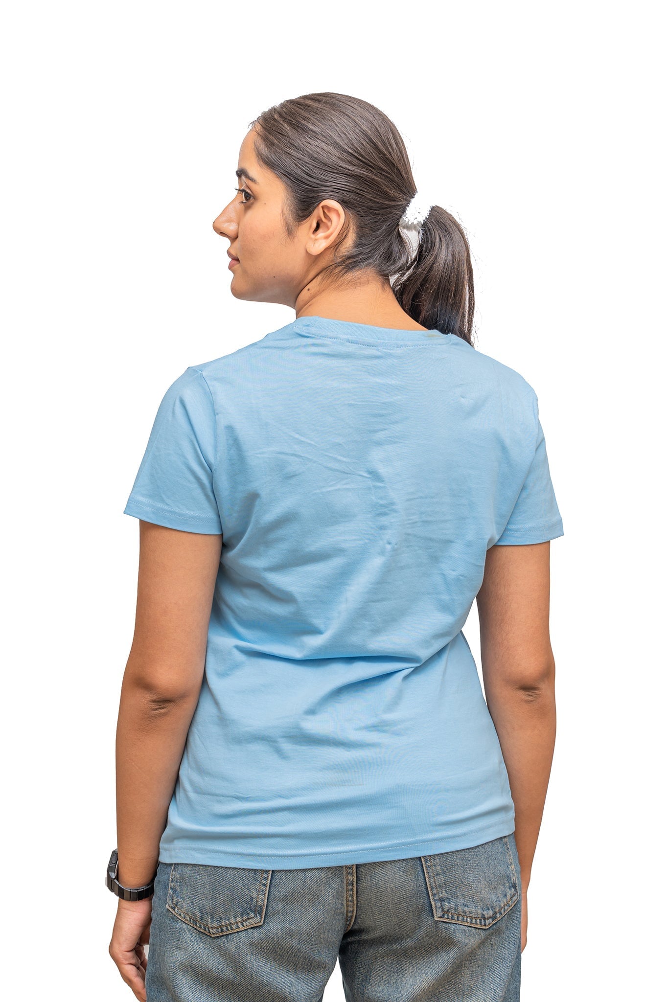 Women's Ocean Blue Plain T-shirt No Other Day 