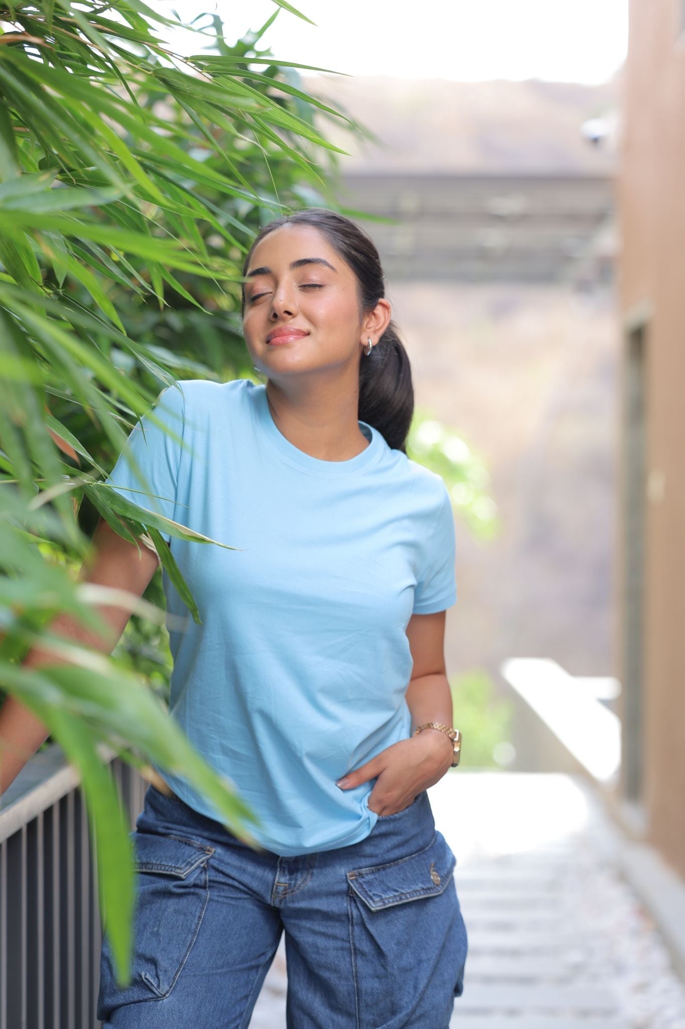 Women's Ocean Blue Plain T-shirt No Other Day 