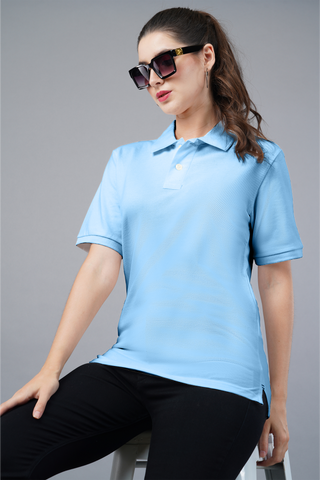 Women's Ocean Blue Serenity Polo T-shirt 001