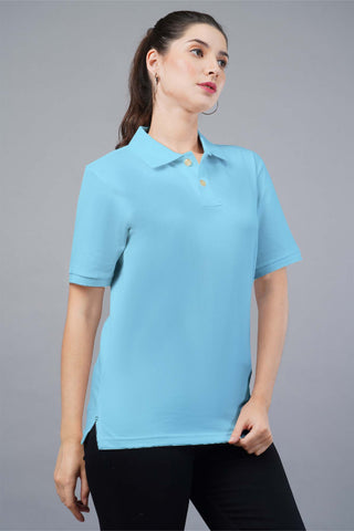 Women's Ocean Blue Serenity Polo T-shirt 001