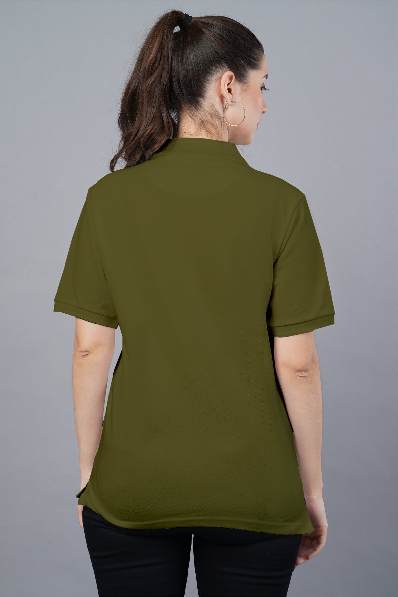 Women's Olive Green Polo T-shirt 003