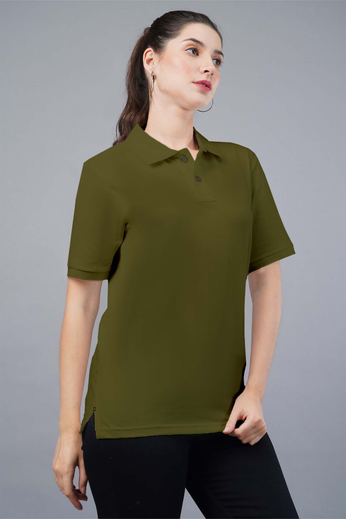 Buy Women s Olive Green Polo T shirt for Women Online at No Other Day