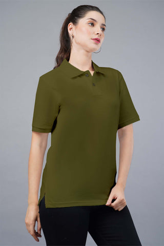 Women's Olive Green Polo T-shirt 005