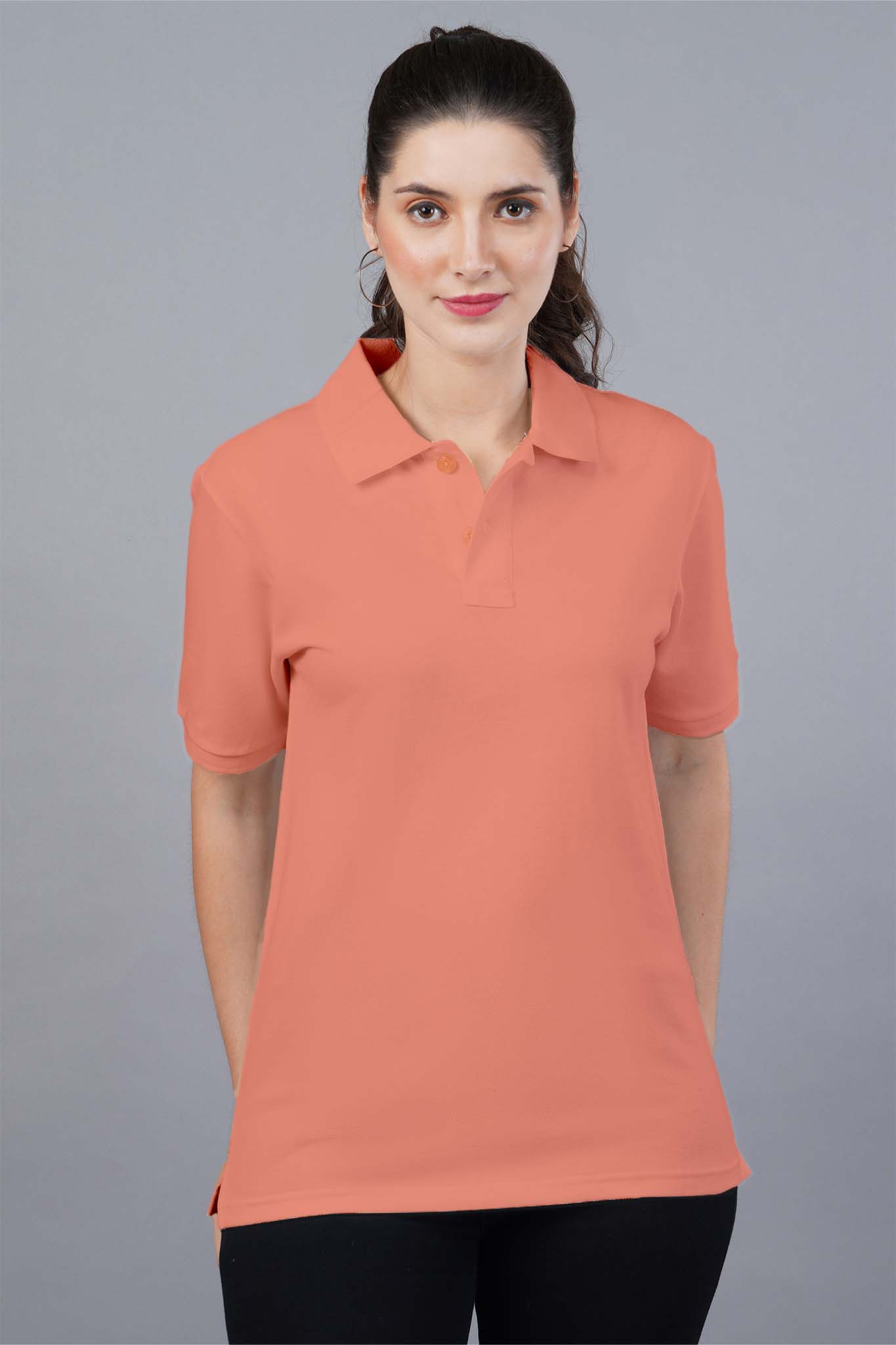 Women's Peach Sunset Polo T-shirt 003