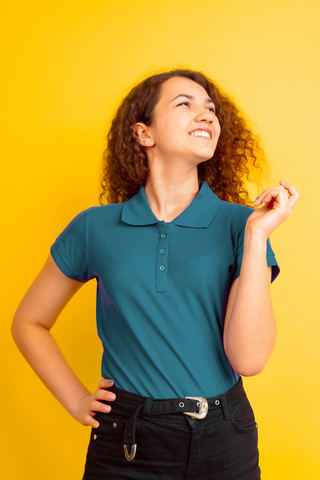 Women's Petrol Blue Polo T-shirt 001