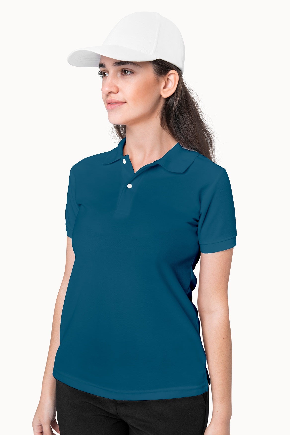 Women's Petrol Blue Polo T-shirt 003