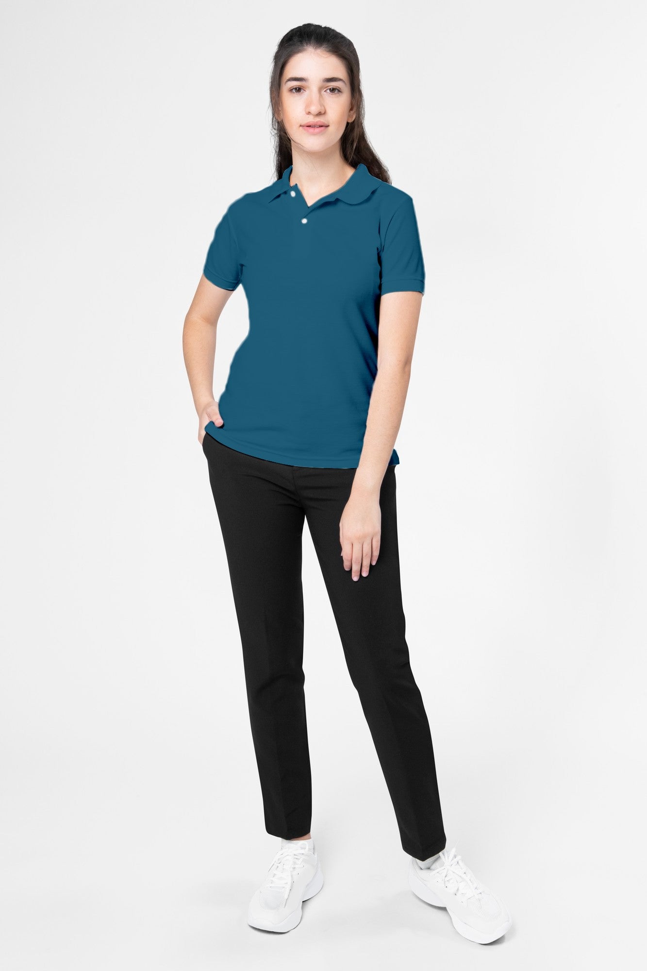 Women's Petrol Blue Polo T-shirt 002