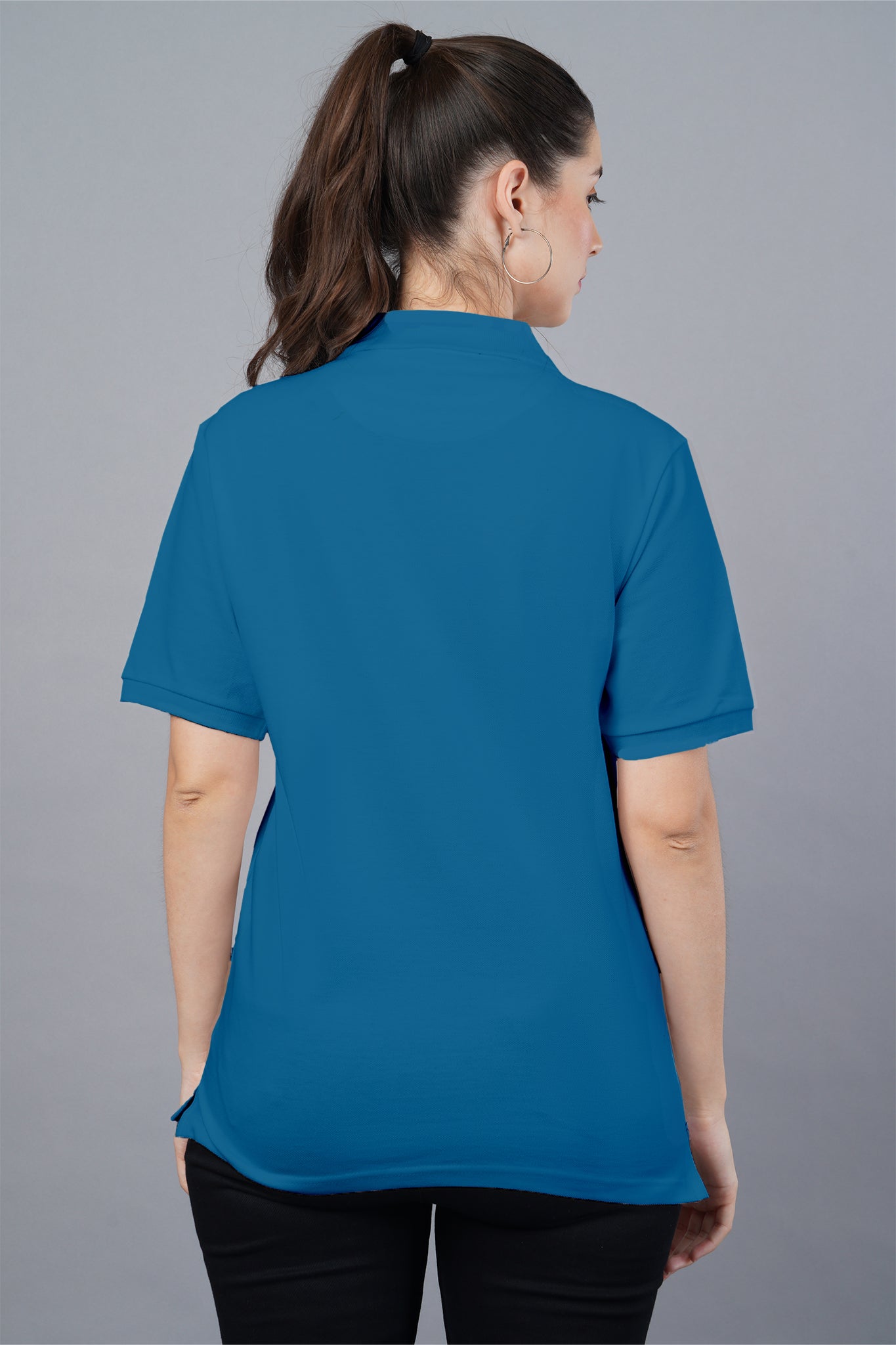 Women's Petrol Blue Polo T-shirt 005