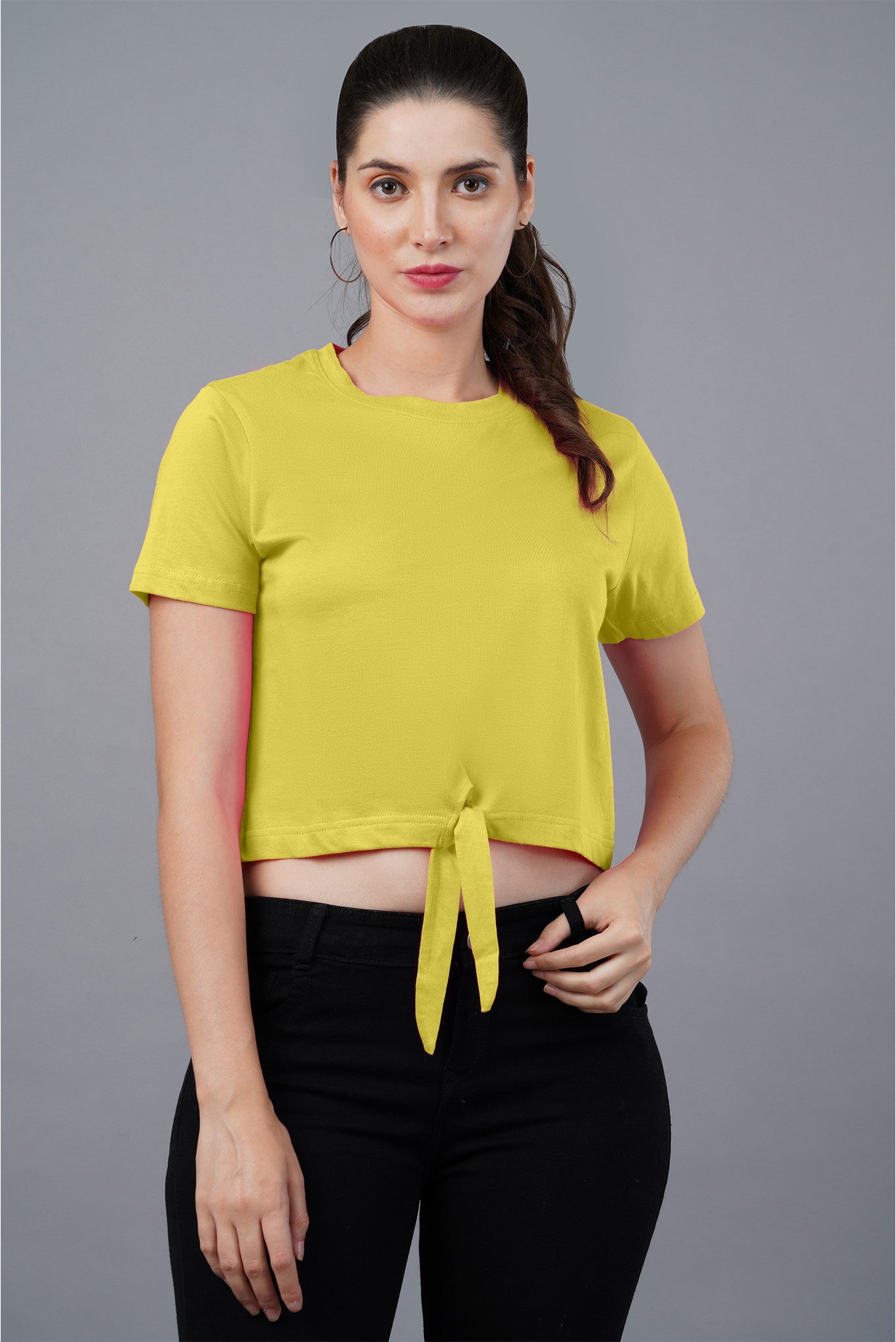 Women's Yellow Sunshine Knot Crop Top 001