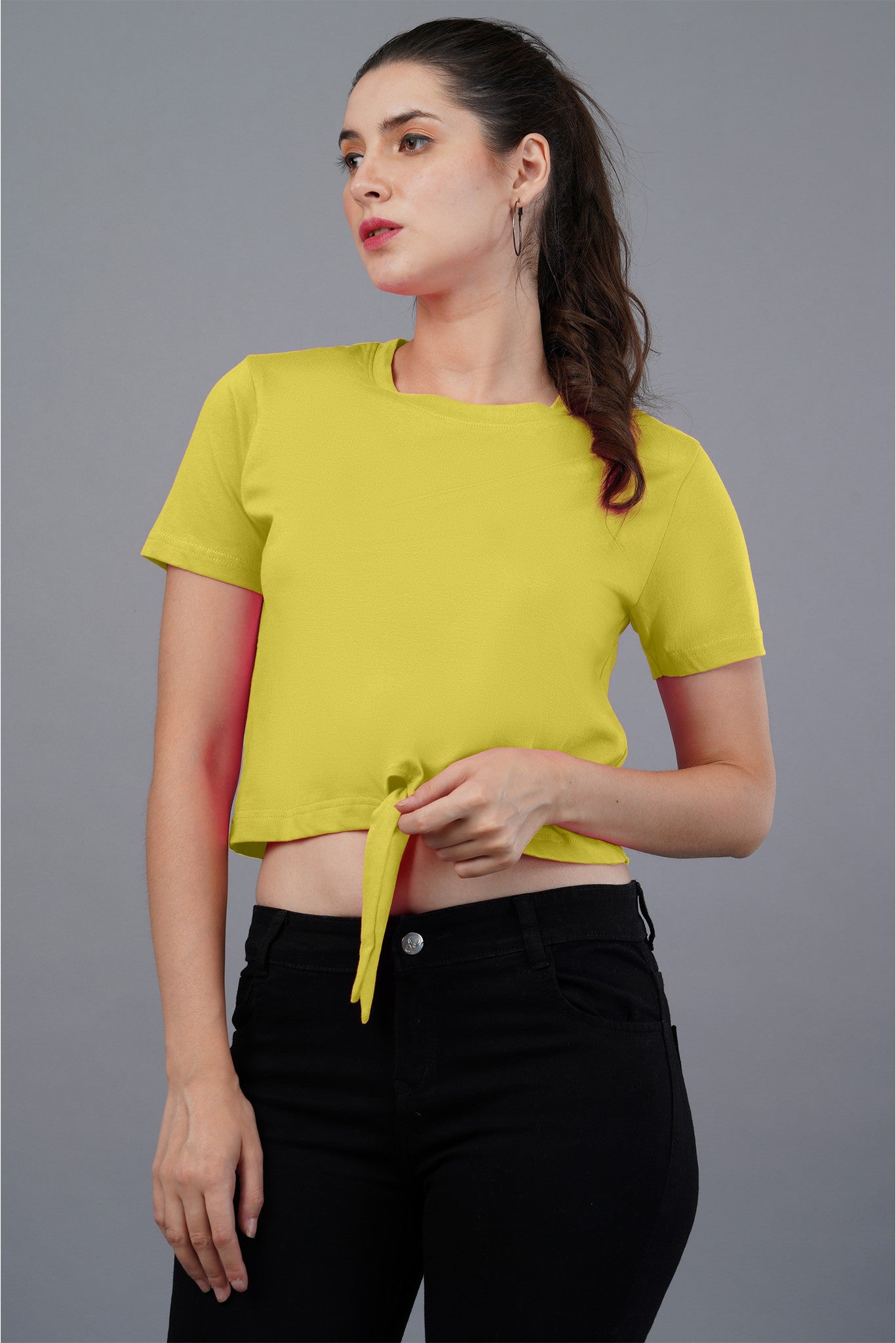 Women's Yellow Sunshine Knot Crop Top 002