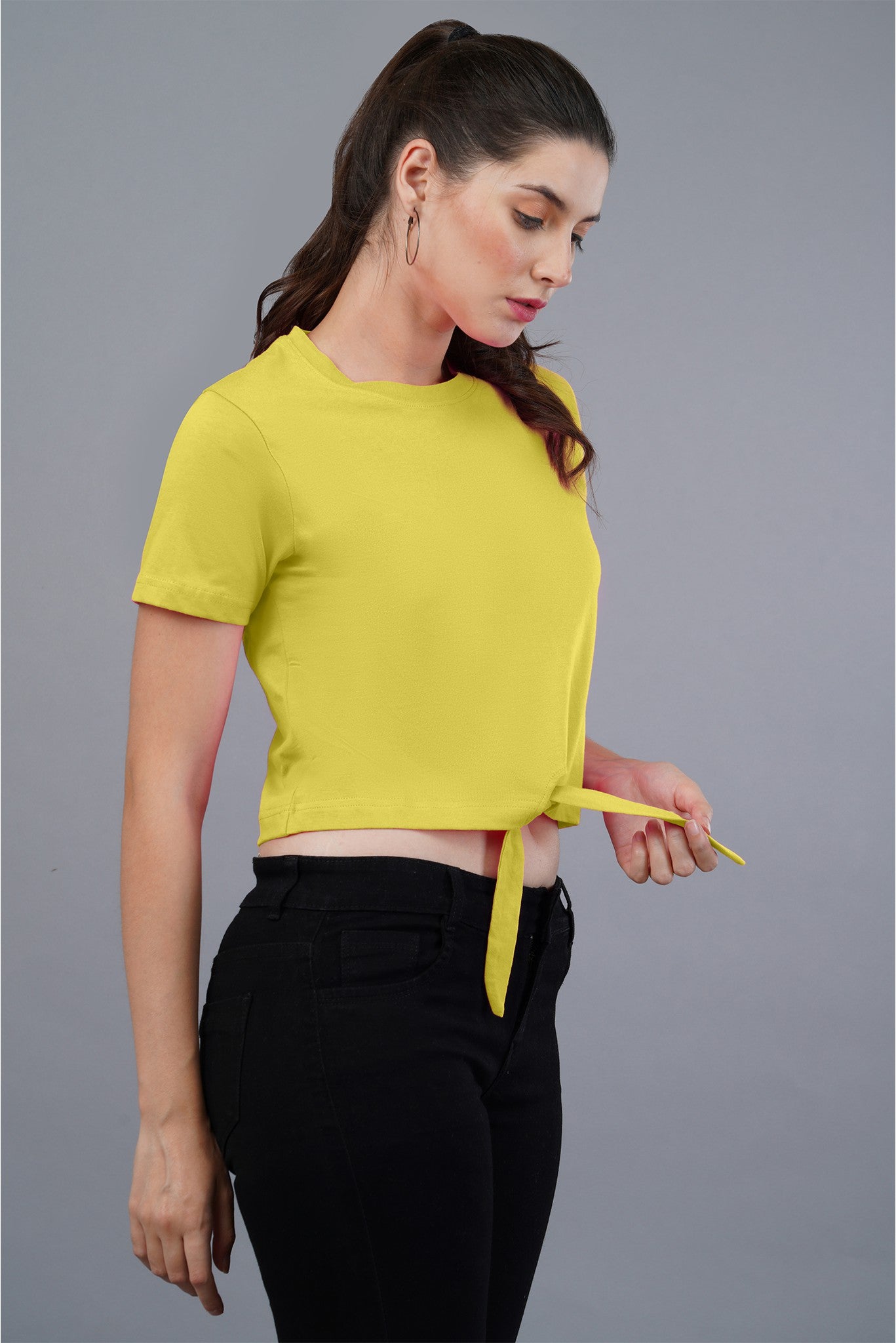 Women's Yellow Sunshine Knot Crop Top 003