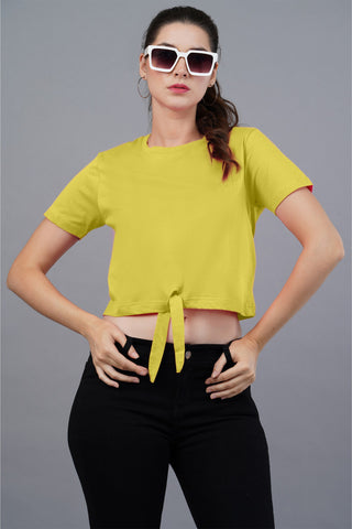 Women's Yellow Sunshine Knot Crop Top 004