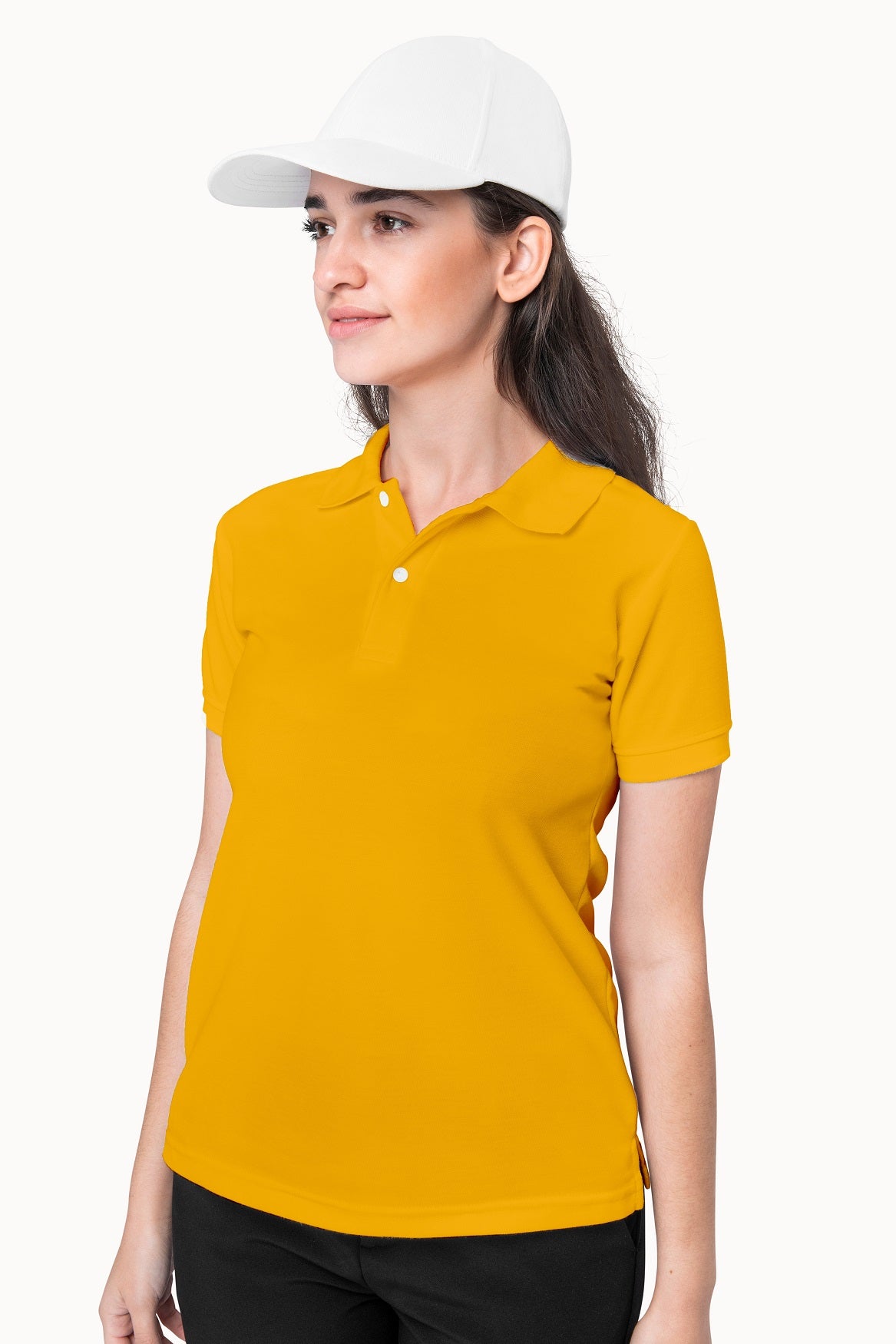 Women's Golden Yellow Polo T-shirt 002