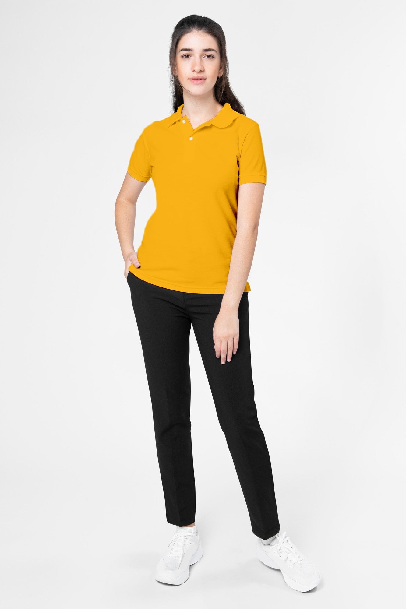 Women's Golden Yellow Polo T-shirt 003