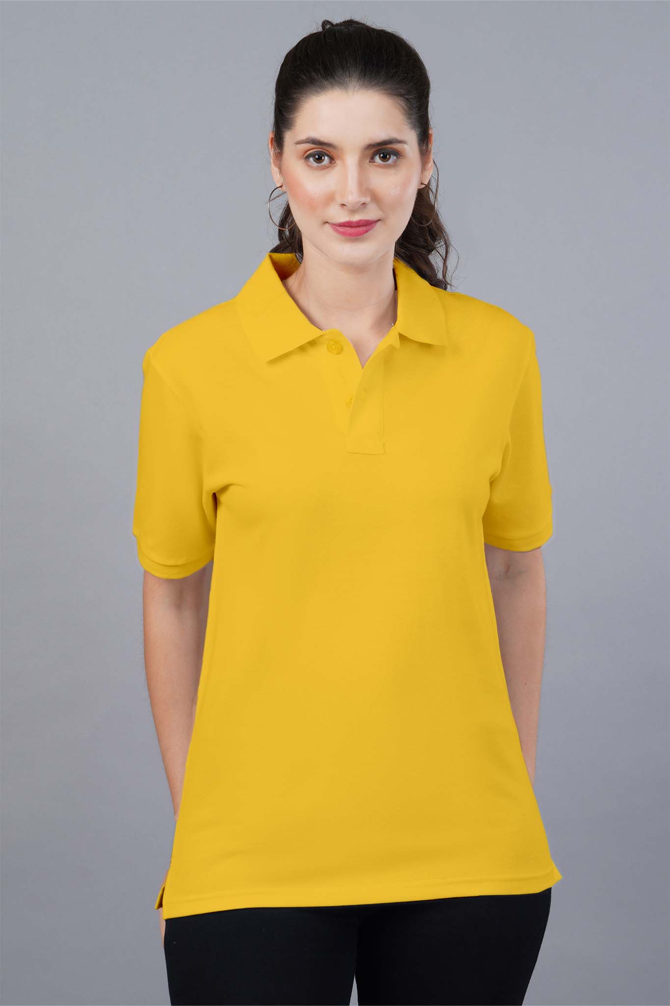 Women's Golden Yellow Polo T-shirt 004