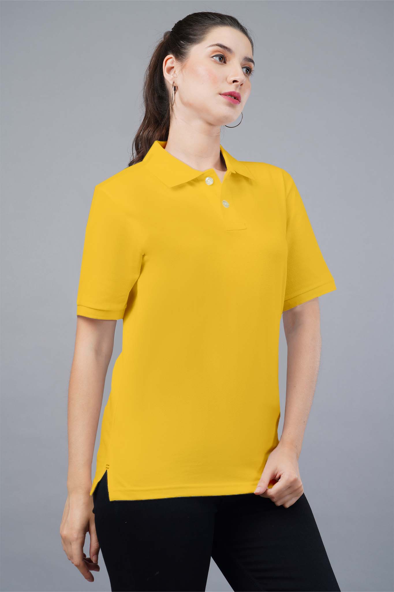 Women's Golden Yellow Polo T-shirt 007