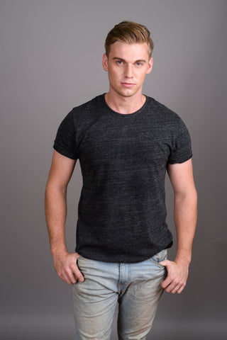 Men's Black Heather Plain T-shirt 001