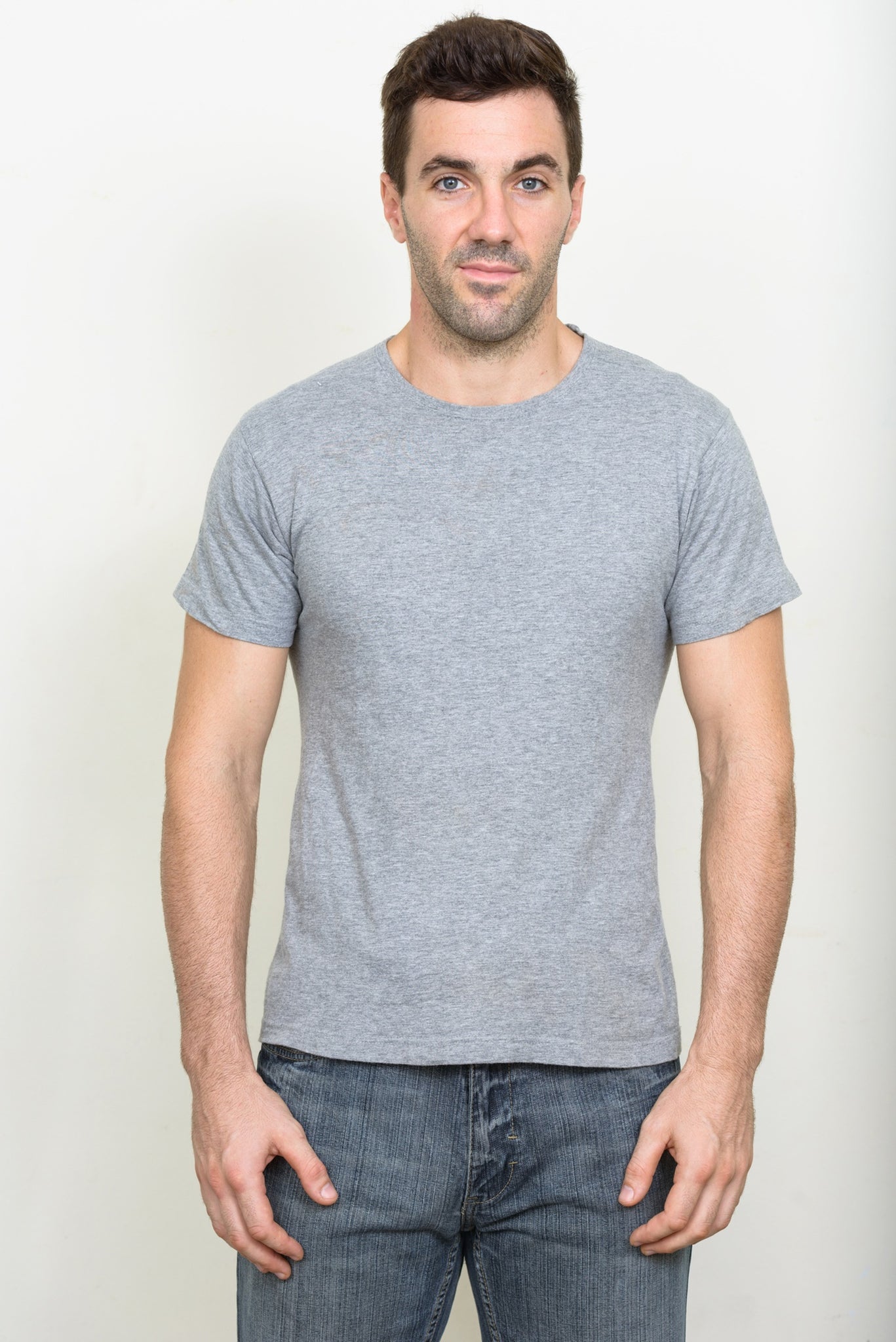 Men's Grey Heather Mist Plain T-shirt 001