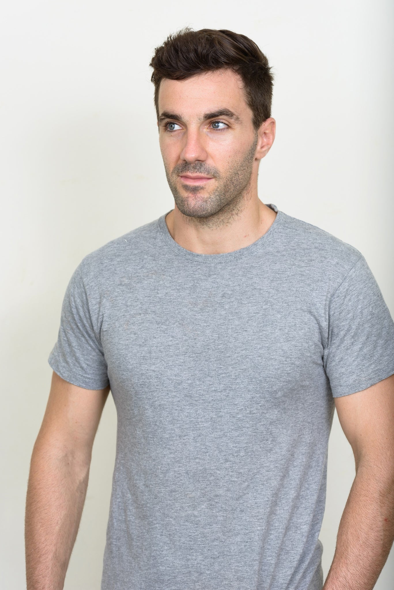 Men's Grey Heather Mist Plain T-shirt 002