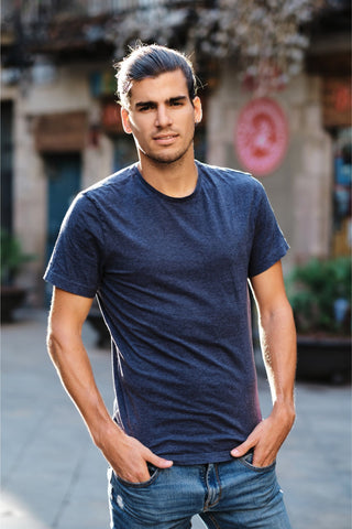 Men's Navy Heather Plain T-shirt 001