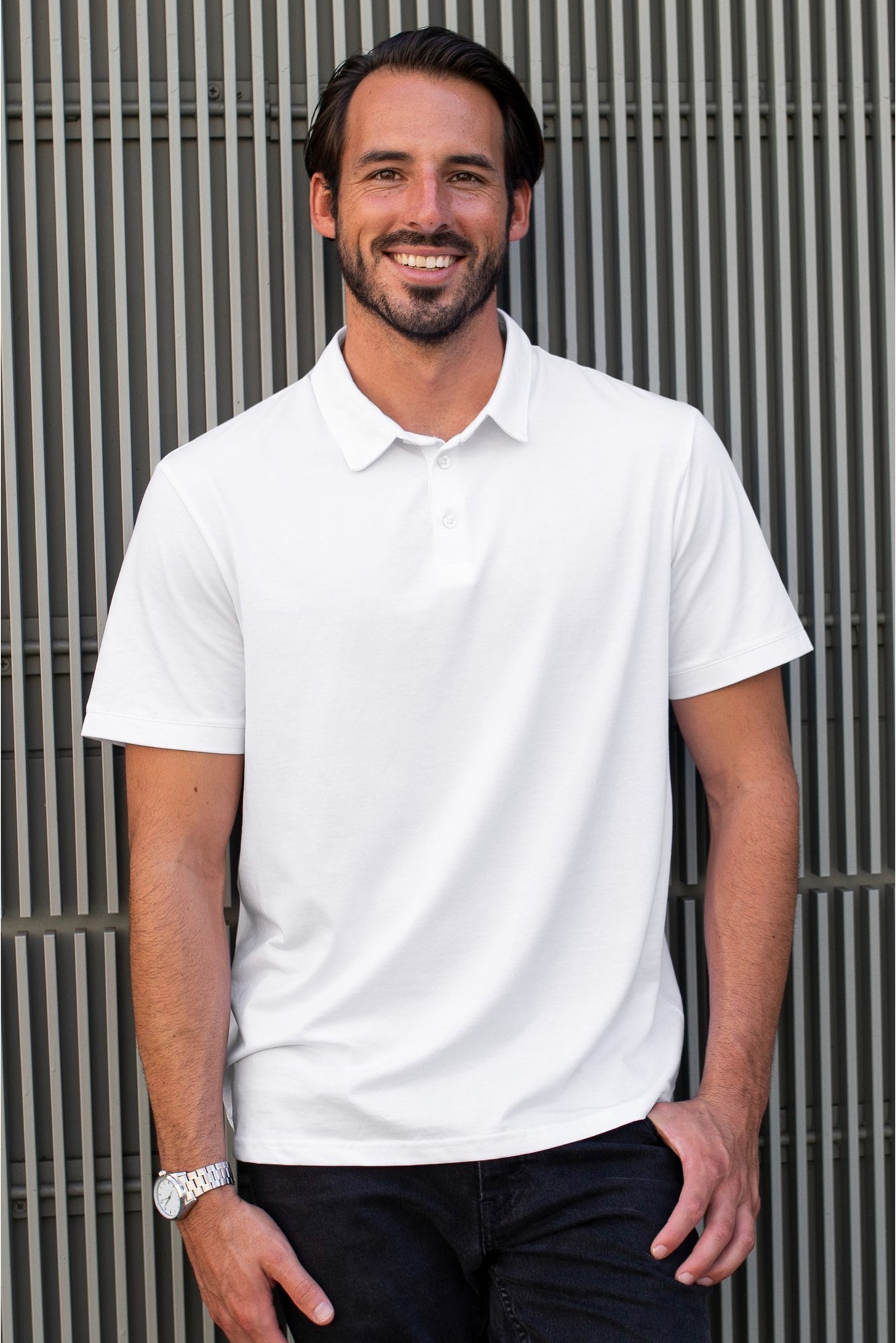 Men's White Elegance Polo T-shirt 002