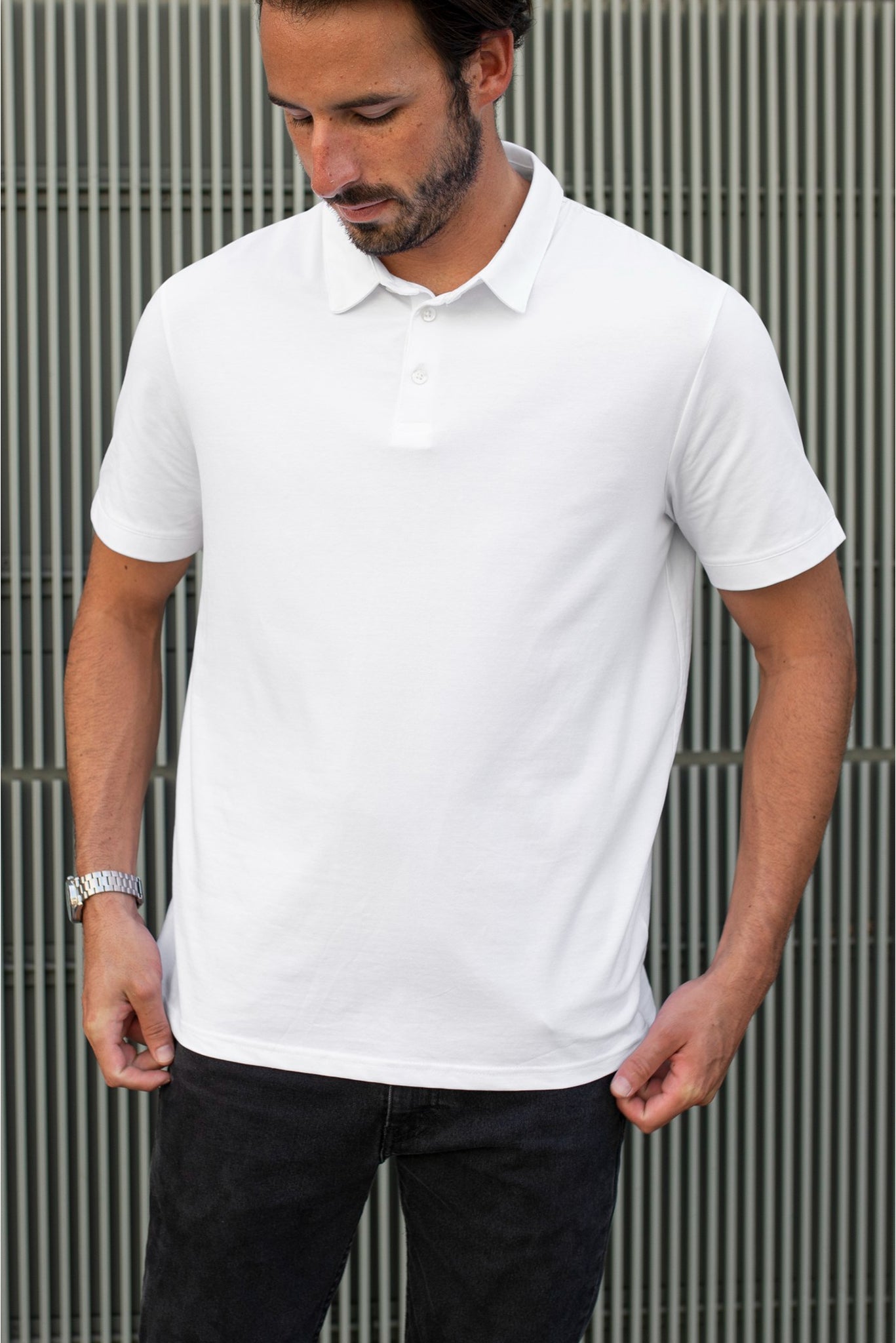 Men's White Elegance Polo T-shirt 005