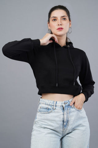 Women's Black Panther Crop Hoodie 001