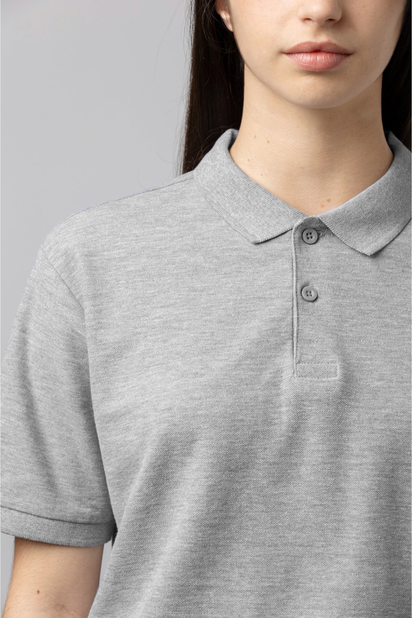 Women's Grey Heather Mist Polo T-shirt 002