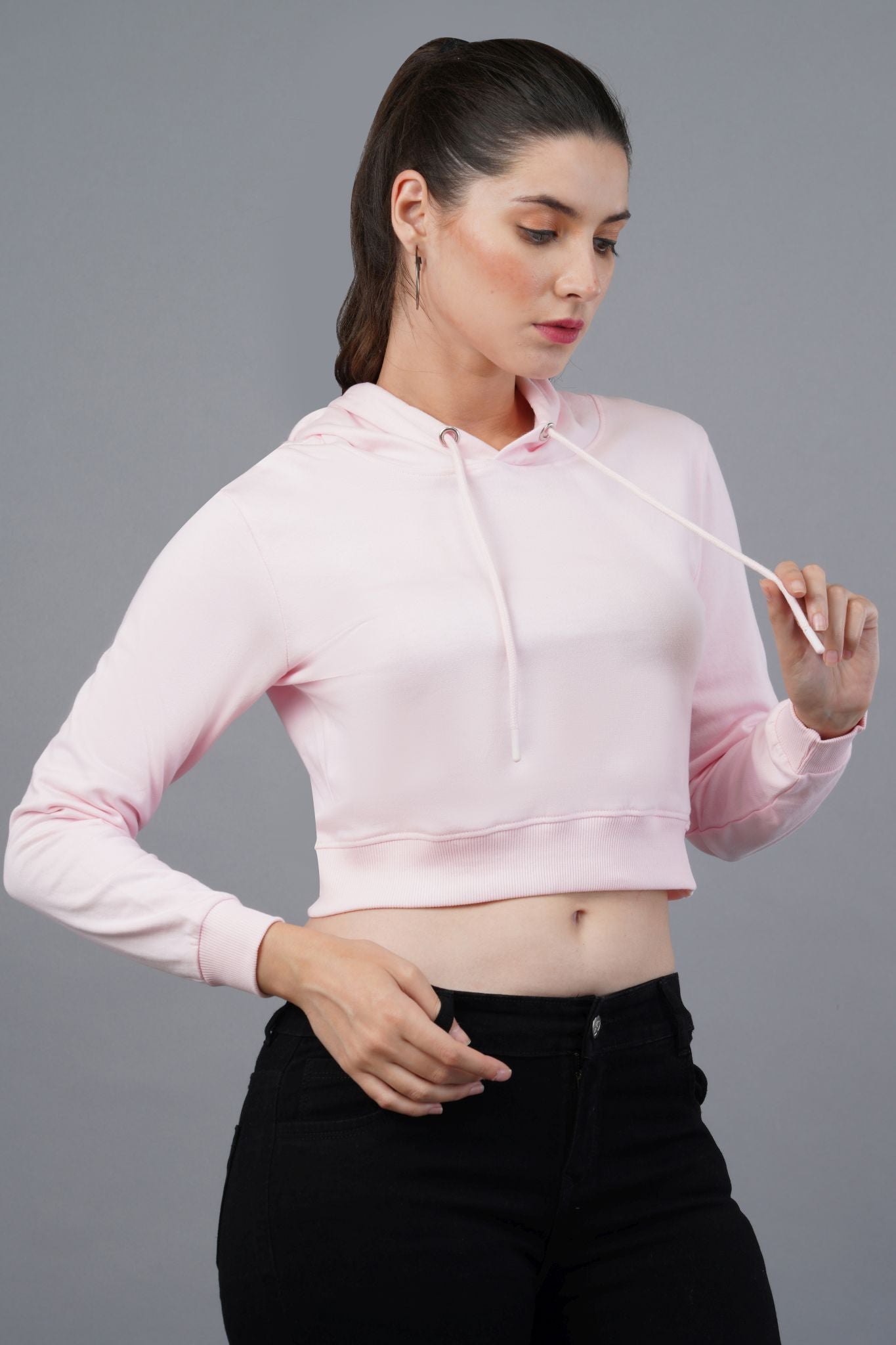 Women's Soft Pink Bliss Crop Hoodie 003