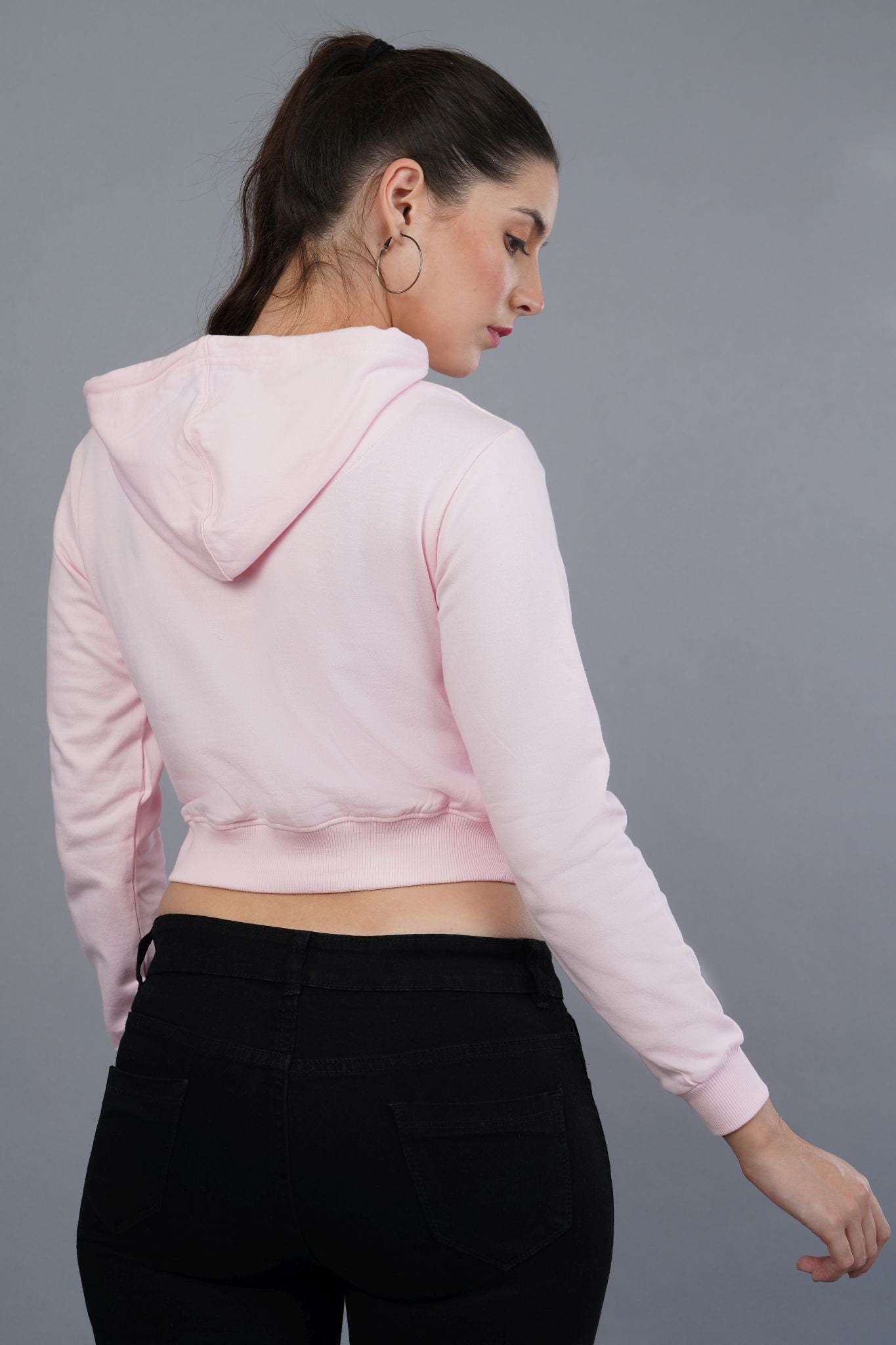 Women's Soft Pink Bliss Crop Hoodie 005