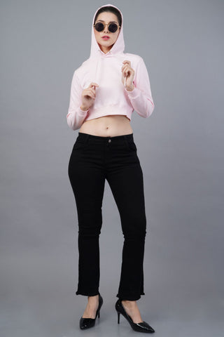 Women's Soft Pink Bliss Crop Hoodie 001