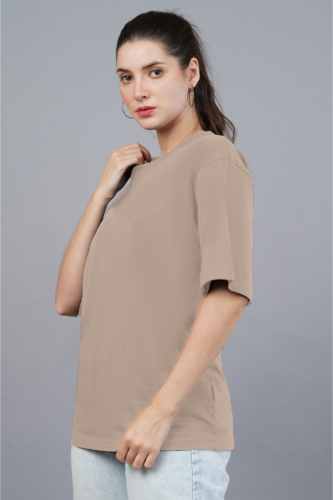 Women's Muddy Taupe Oversized T-shirt 001