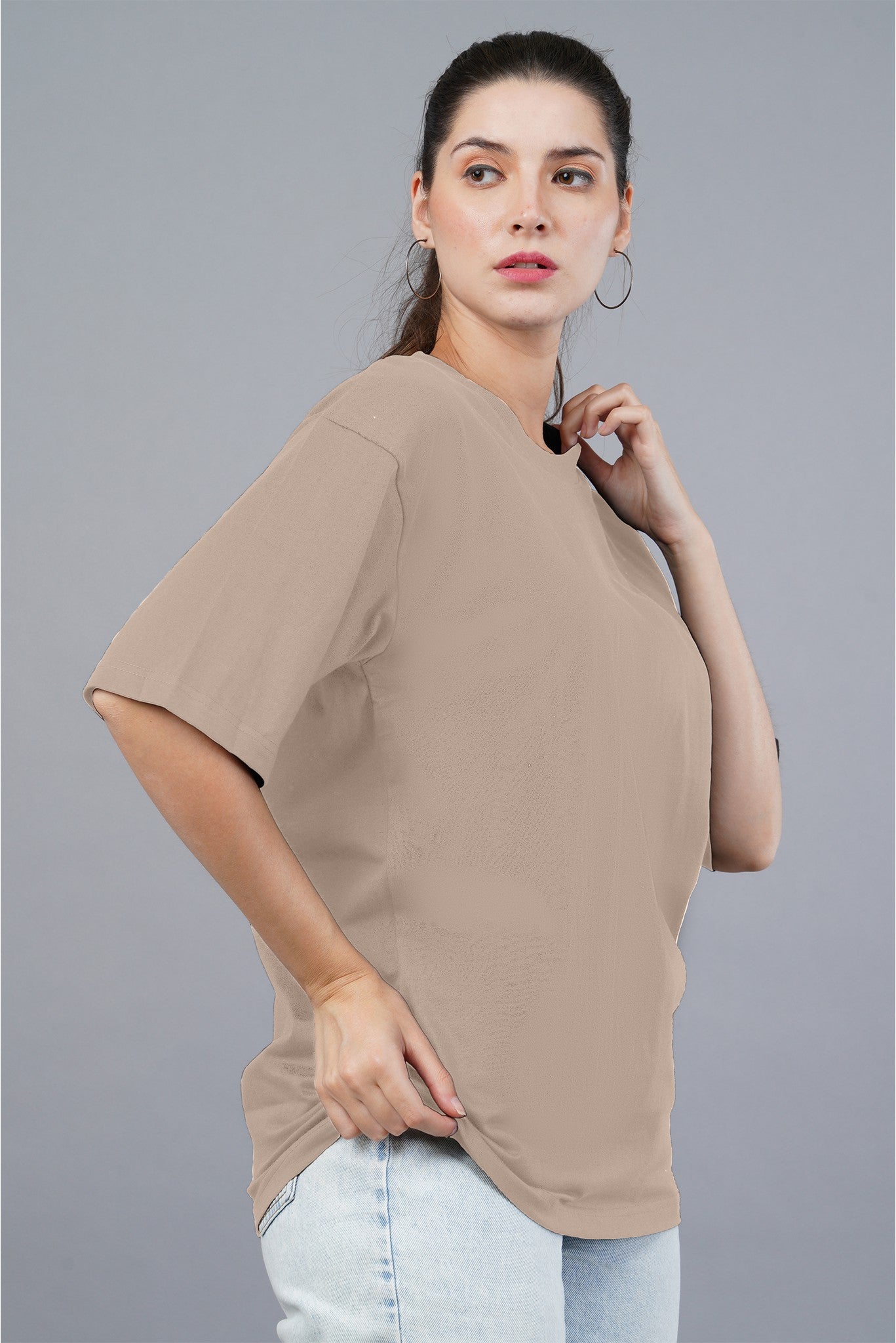 Women's Muddy Taupe Oversized T-shirt 002