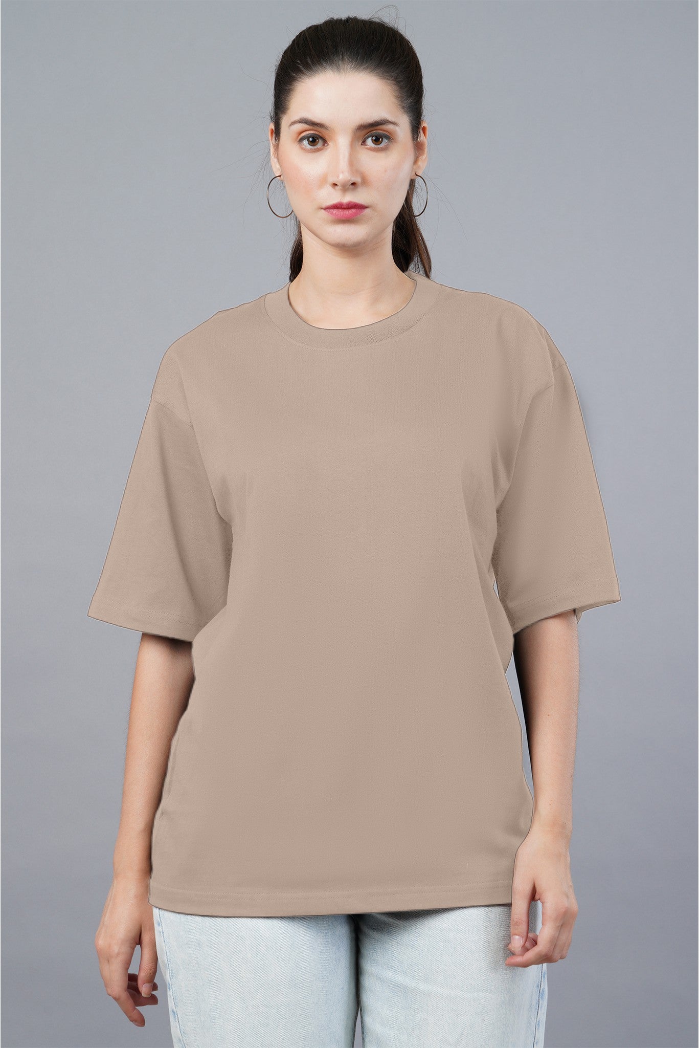 Women's Muddy Taupe Oversized T-shirt 003