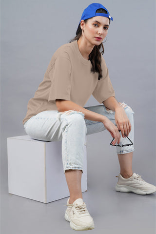 Women's Muddy Taupe Oversized T-shirt 001